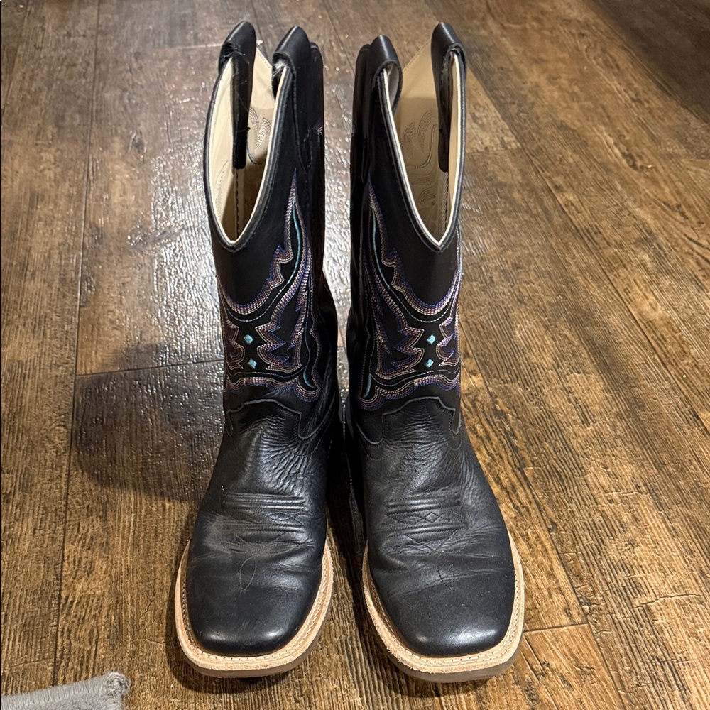 Shyanne kids Black Leather Cowboy Boots